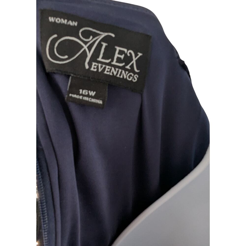 ALEX Evenings Navy Blue Dress Formal Gown Long Maxi Plus NEW - Picture 12 of 14